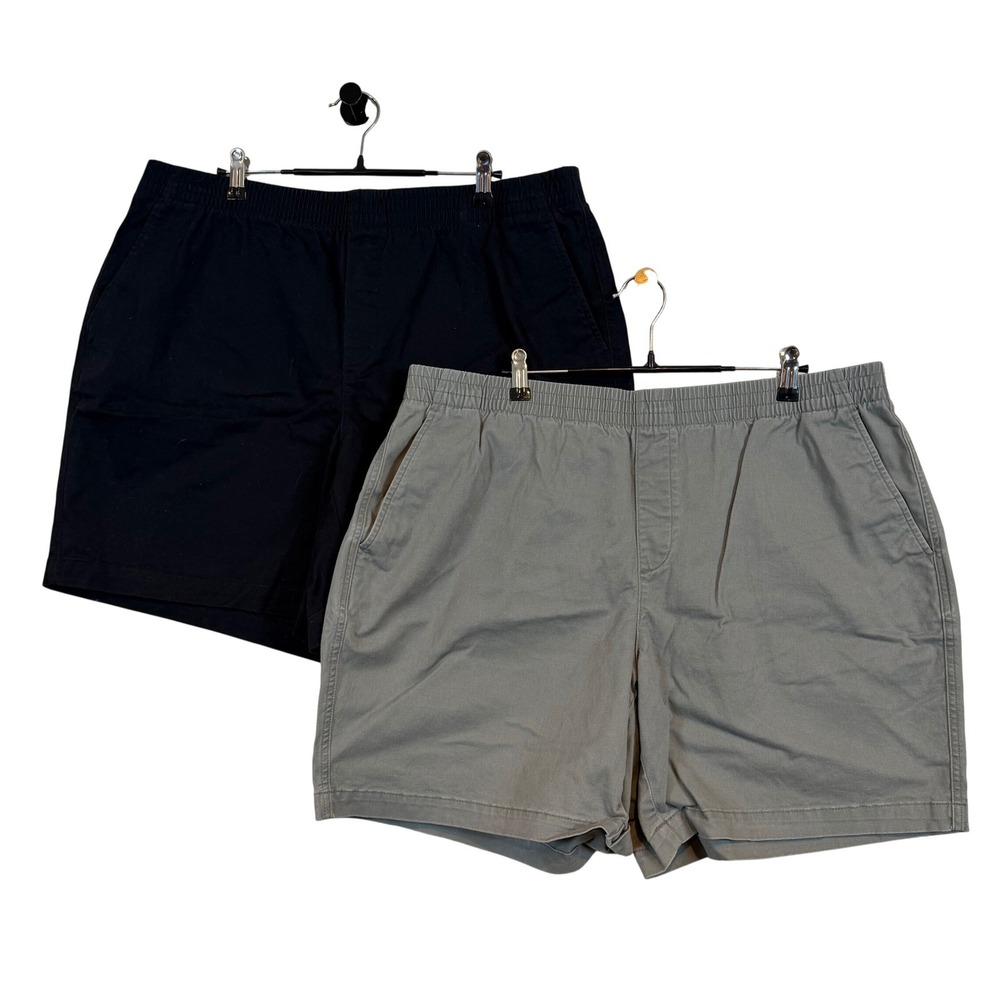 Lot of 2 Lands End Women 18W Pull On Chino Shorts Black Grey/Sage Elastic‎ Waist